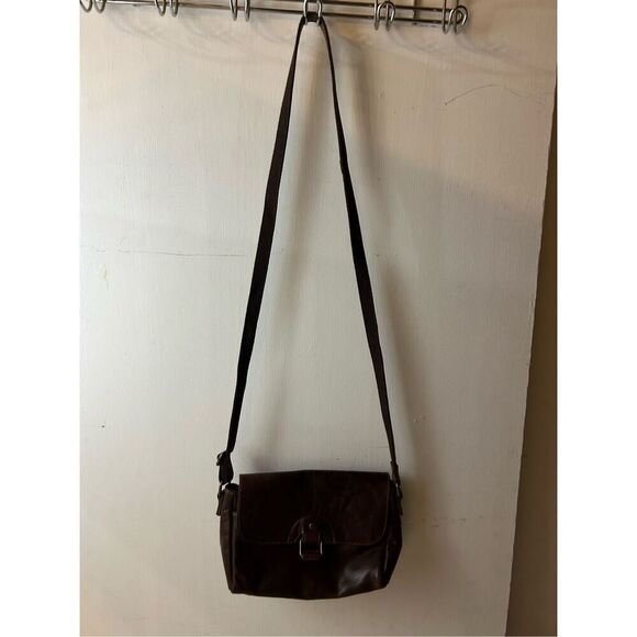 Jack Georges magnetic snap Leather shoulder bag brown India 10"x6" - Picture 1 of 10